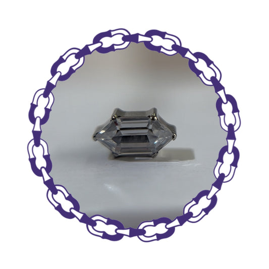 Labret Prisma Hexagonal Blanco