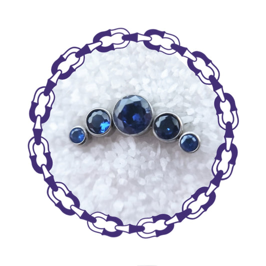 Labret Cluster Cinco Cristales Azules