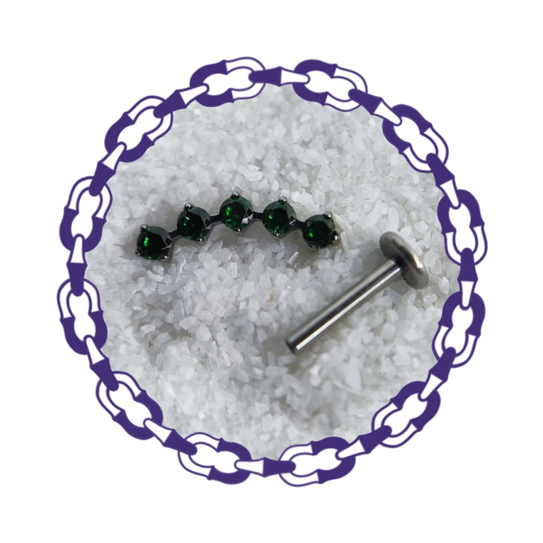 Labret Cluster Cinco Cristales Verde